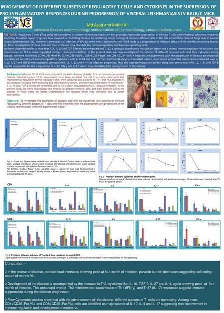 INVOLVEMENT OF DIFFERENT SUBSETS OF REGULAOTRY T CELLS AND CYTOKINES IN THE SUPRESSION OF PRO-INFLAMMATORY RESPONCES DURING PROGRESSION OF VISCERAL LEISHMANIASIS.