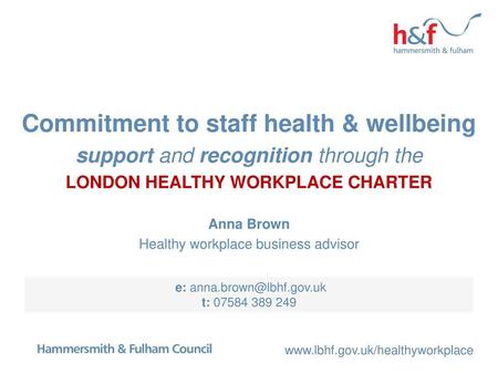 Commitment to staff health & wellbeing