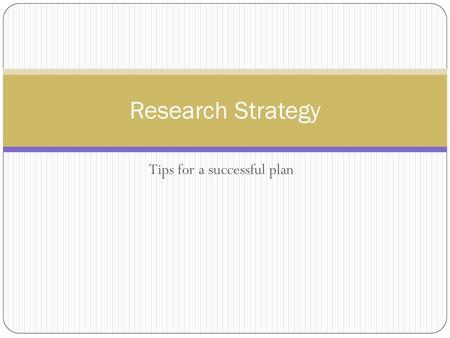 Tips for a successful plan