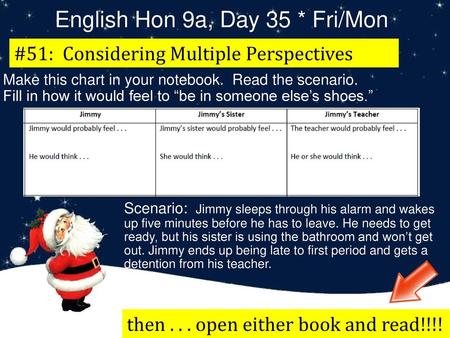 English Hon 9a, Day 35 * Fri/Mon