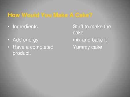 How Would You Make A Cake?