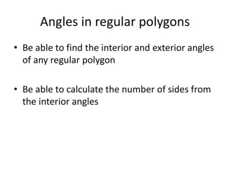 Angles in regular polygons