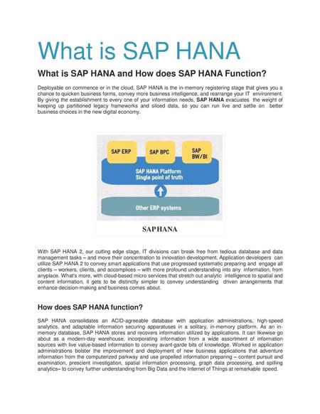 What is SAP HANA What is SAP HANA and How does SAP HANA Function?