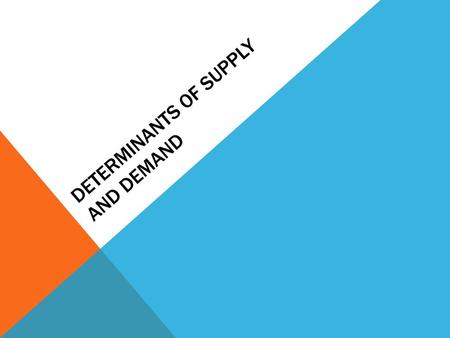 Determinants of Supply and Demand