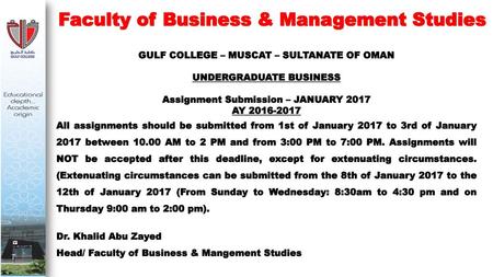 Faculty of Business & Management Studies