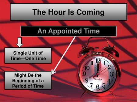 The Hour Is Coming An Appointed Time Single Unit of Time—One Time