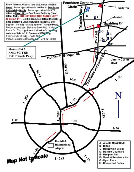 N Map Not to scale Peachtree Corners Circle Triangle Pkwy.