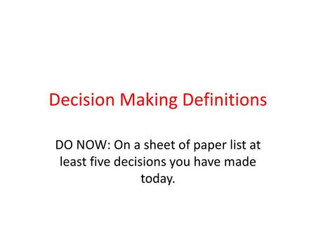 Decision Making Definitions