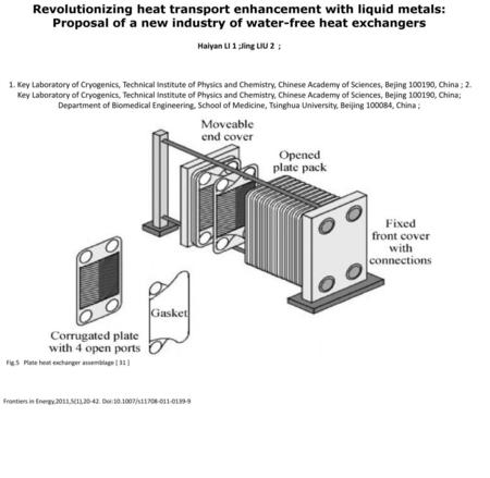 Revolutionizing heat transport enhancement with liquid metals: Proposal of a new industry of water-free heat exchangers Haiyan LI 1 ;Jing LIU 2 ; 1. Key.