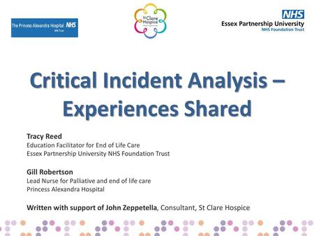 Critical Incident Analysis – Experiences Shared