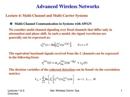 Advanced Wireless Networks