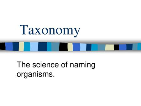 The science of naming organisms.