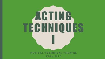 Musical/Technical Theatre Fall 2017