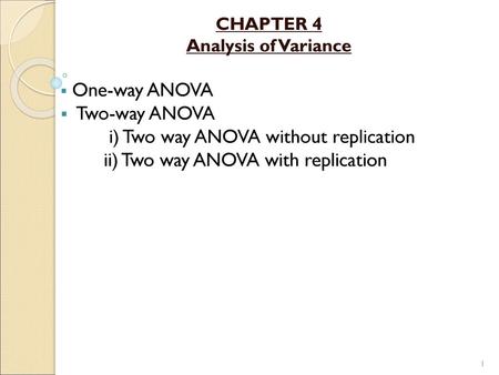 i) Two way ANOVA without replication