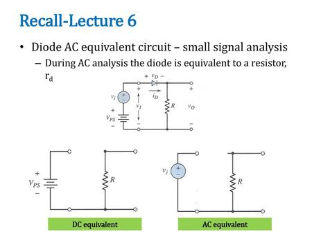 Recall-Lecture 6 Diode AC equivalent circuit – small signal analysis