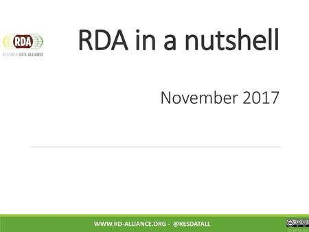 RDA in a nutshell November 2017