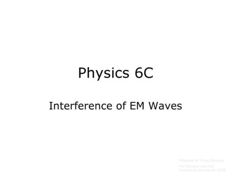 Interference of EM Waves