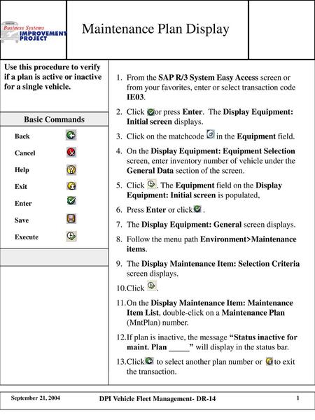 DPI Vehicle Fleet Management- DR-14