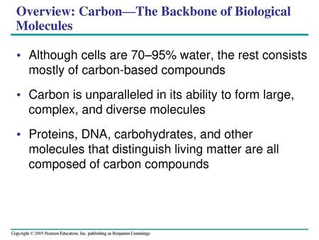 Overview: Carbon—The Backbone of Biological Molecules