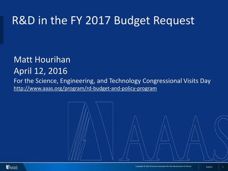 R&D in the FY 2017 Budget Request