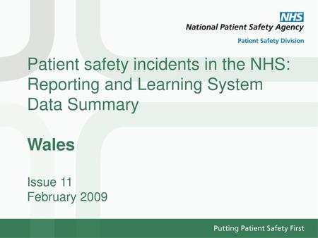 Severity of incidents by care setting,  April 2006 to March 2007