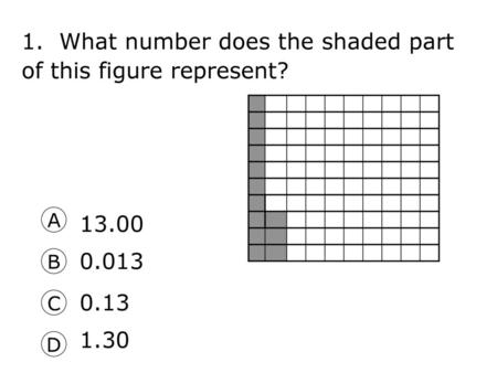 1. What number does the shaded part of this figure represent?