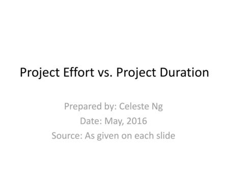 Project Effort vs. Project Duration