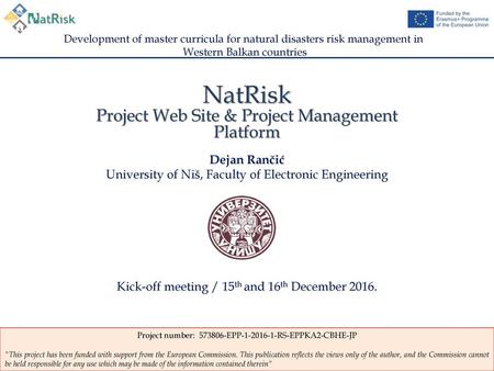 NatRisk Project Web Site & Project Management Platform