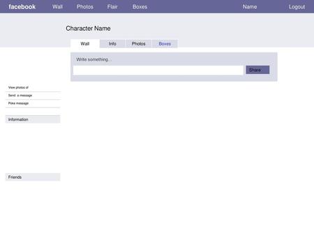 facebook Character Name Wall Photos Flair Boxes Name Logout Wall Info