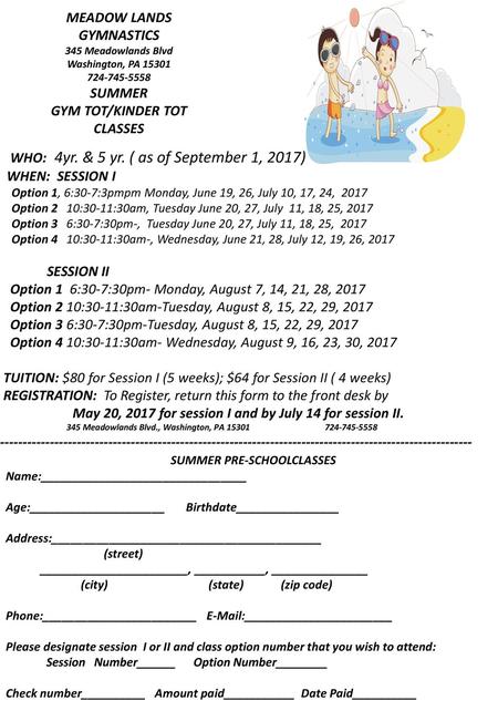 GYM TOT/KINDER TOT CLASSES