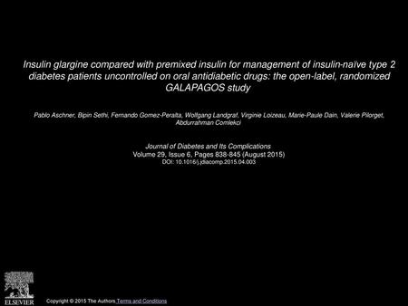 Insulin glargine compared with premixed insulin for management of insulin-naïve type 2 diabetes patients uncontrolled on oral antidiabetic drugs: the.