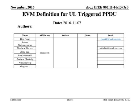 EVM Definition for UL Triggered PPDU