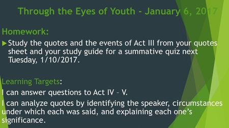 Through the Eyes of Youth - January 6, 2017