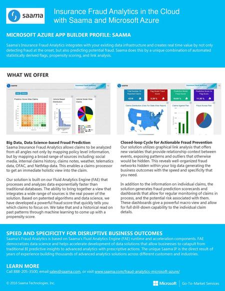 Insurance Fraud Analytics in the Cloud with Saama and Microsoft Azure