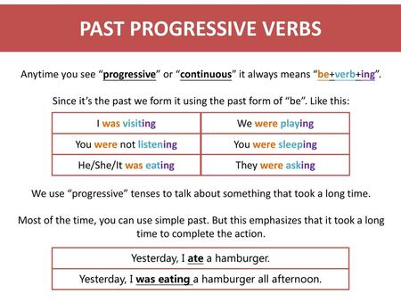 PAST PROGRESSIVE VERBS