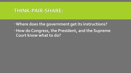 Think-Pair-Share: Where does the government get its instructions?