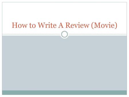 How to Write A Review (Movie)