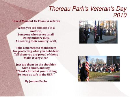 Thoreau Park's Veteran's Day 2010