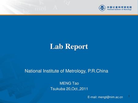 Lab Report MENG Tao Tsukuba 20,Oct.,2011