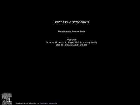 Dizziness in older adults