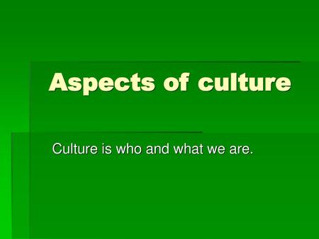 Culture is who and what we are.