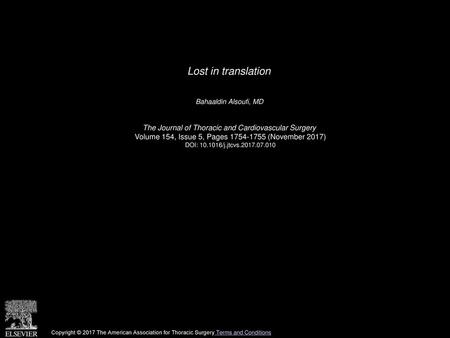 Lost in translation The Journal of Thoracic and Cardiovascular Surgery