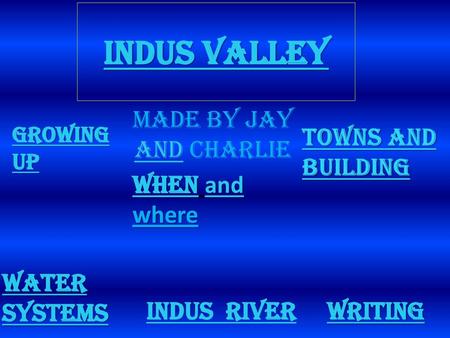 Indus valley Made by Jay and Charlie Towns and building When and where