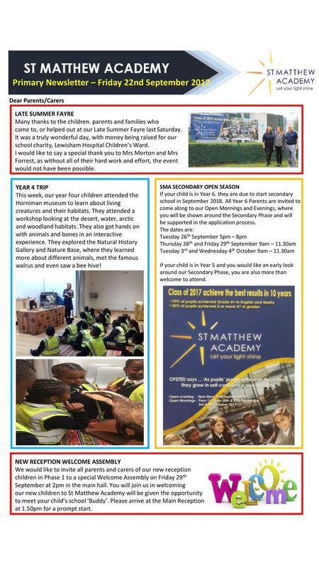 Primary Newsletter – Friday 22nd September 2017