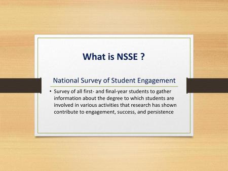 National Survey of Student Engagement