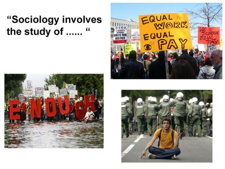 “Sociology involves the study of “