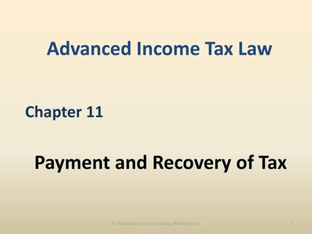 Payment and Recovery of Tax