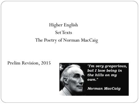 The Poetry of Norman MacCaig