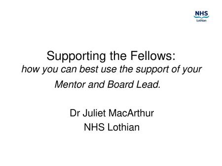 Dr Juliet MacArthur NHS Lothian