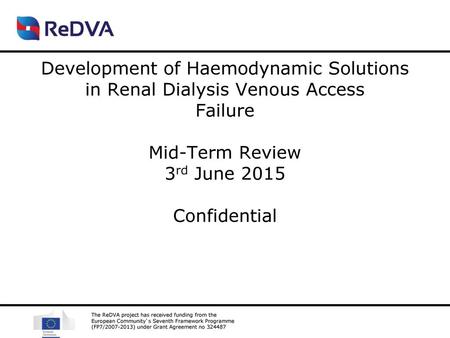 Development of Haemodynamic Solutions in Renal Dialysis Venous Access Failure Mid-Term Review 3rd June 2015 Confidential.